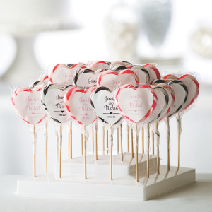 Pink Personalized Heart Swirl Lollipops (Per Dozen)