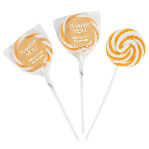 Personalized Thank You Swirl Lollipops - Gold (24 Piece(s))