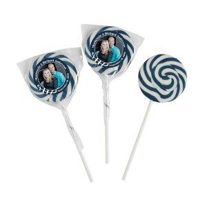 Navy Blue Custom Photo Swirl Lollipops (24 Piece(s))