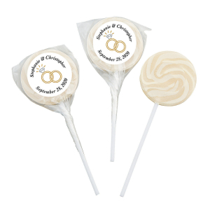 Personalized Diamond Wedding Ring Swirl Lollipops (24 Piece(s))