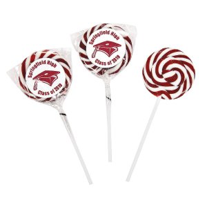 Personalized Burgundy Graduation Swirl Lollipops (24 Piece(s))