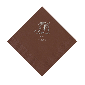 Chocolate Brown Cowboy Boots Personalized Napkins - Luncheon (50 Piece(s))