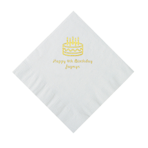 White Birthday Cake Personalized Napkins - Luncheon (50 Piece(s))