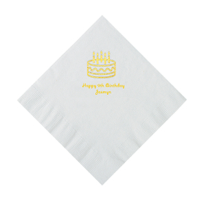 White Birthday Cake Personalized Napkins - Luncheon (50 Piece(s))