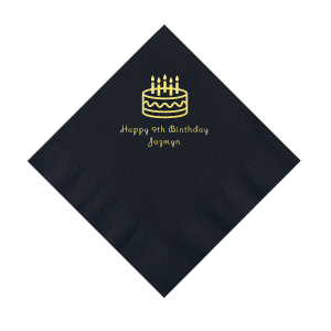 Black Birthday Cake Personalized Napkins - Luncheon (50 Piece(s))