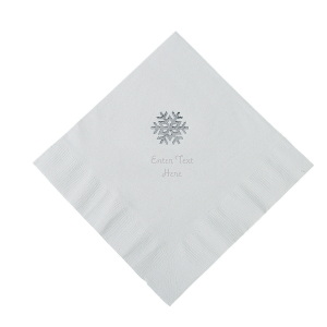 White Snowflake Personalized Napkins with Silver Foil - Luncheon (50 Piece(s))