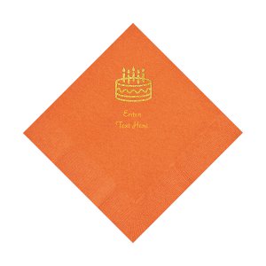 Pumpkin Orange Birthday Cake Personalized Napkins with Gold Foil - Luncheon (50 Piece(s))
