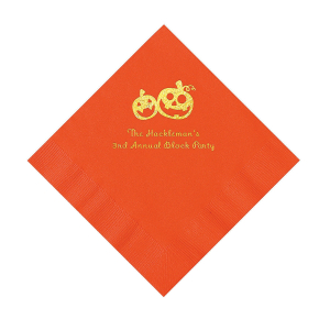 Orange Pumpkin Personalized Napkins with Gold Foil  Luncheon (50 Piece(s))