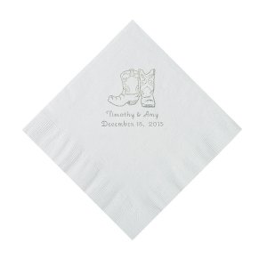 White Cowboy Boots Personalized Napkins - Luncheon (50 Piece(s))