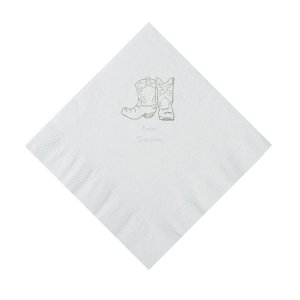 White Cowboy Boots Personalized Napkins - Luncheon (50 Piece(s))