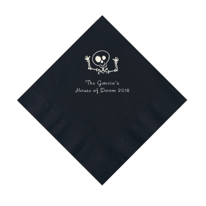 Black Skeleton Personalized Napkins with Silver Foil - Luncheon (50 Piece(s))