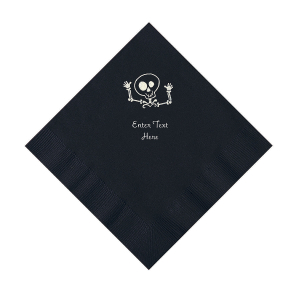 Black Skeleton Personalized Napkins with Silver Foil - Luncheon (50 Piece(s))