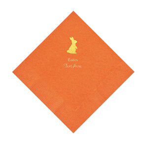 Pumpkin Orange Easter Bunny Personalized Napkins with Gold Foil - Luncheon (50 Piece(s))