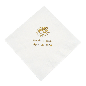 White Wedding Personalized Napkins with Gold Foil - Luncheon (50 Piece(s))