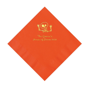 Orange Skeleton Personalized Napkins with Gold Foil - Luncheon (50 Piece(s))