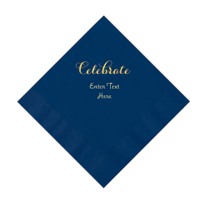 Navy Celebrate Personalized Napkins with Gold Foil - Luncheon (50 Piece(s))