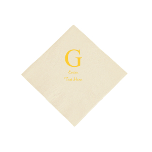 Ivory Monogram Wedding Personalized Napkins with Gold Foil - Luncheon (50 Piece(s))