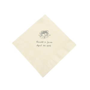 Ivory Wedding Personalized Napkins with Silver Foil - Luncheon (50 Piece(s))