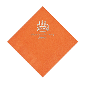 Pumpkin Orange Birthday Cake Personalized Napkins with Silver Foil - Luncheon (50 Piece(s))