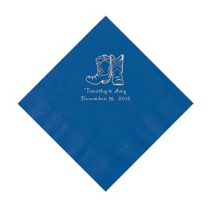 Blue Cowboy Boots Personalized Napkins - Luncheon (50 Piece(s))