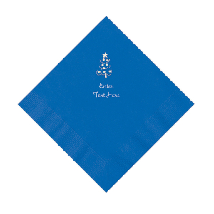 Cobalt Blue Christmas Tree Personalized Napkins with Silver Foil  Luncheon (50 Piece(s))