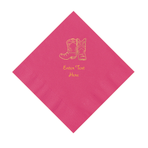 Hot Pink Cowboy Boots Personalized Napkins with Gold Foil - Luncheon (50 Piece(s))