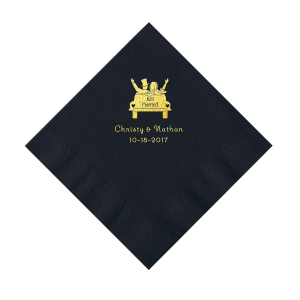 Black Just Married Personalized Napkins with Gold Foil - Luncheon (50 Piece(s))