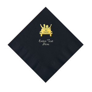 Black Just Married Personalized Napkins with Gold Foil - Luncheon (50 Piece(s))