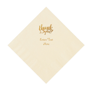 Ivory Thank You Personalized Napkins with Gold Foil - Luncheon (50 Piece(s))