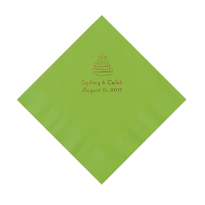 Lime Green Wedding Cake Personalized Napkins with Gold Foil - Luncheon (50 Piece(s))