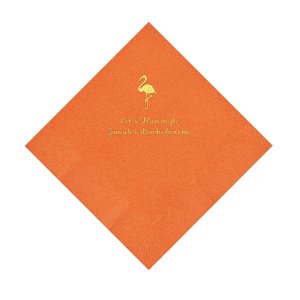 Pumpkin Orange Flamingo Personalized Napkins with Gold Foil - Luncheon (50 Piece(s))