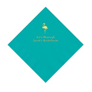 Teal Flamingo Personalized Napkins with Gold Foil - Luncheon (50 Piece(s))