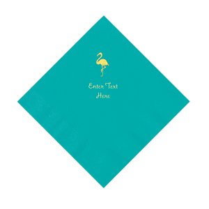 Teal Flamingo Personalized Napkins with Gold Foil - Luncheon (50 Piece(s))
