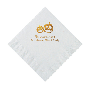 White Pumpkin Personalized Napkins with Gold Foil  Luncheon (50 Piece(s))