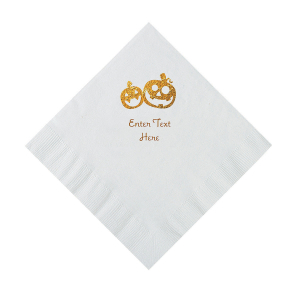 White Pumpkin Personalized Napkins with Gold Foil  Luncheon (50 Piece(s))