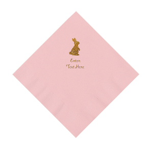 Light Pink Easter Bunny Personalized Napkins with Gold Foil - Luncheon (50 Piece(s))