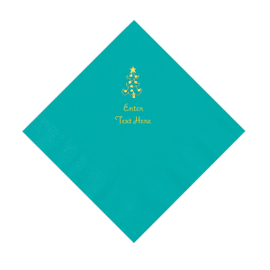 Teal Christmas Tree Personalized Napkins with Gold Foil  Luncheon (50 Piece(s))