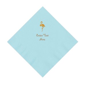 Light Blue Flamingo Personalized Napkins with Gold Foil - Luncheon (50 Piece(s))