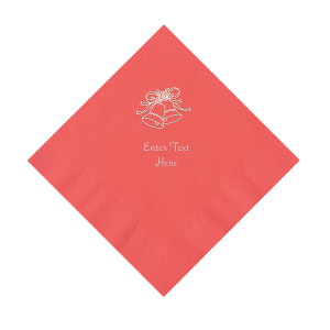 Coral Wedding Bell Personalized Napkins with Silver Foil - Luncheon (50 Piece(s))