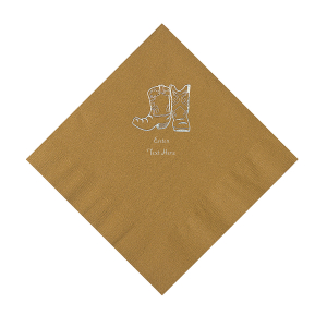 Gold Cowboy Boots Personalized Napkins - Luncheon (50 Piece(s))