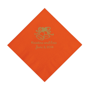 Orange Wedding Bell Personalized Napkins with Gold Foil - Luncheon (50 Piece(s))