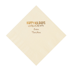 Ivory Happy Holidays Personalized Napkins with Gold Foil  Luncheon (50 Piece(s))
