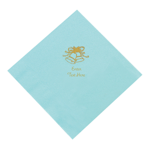 Light Blue Wedding Personalized Napkins with Gold Foil - Luncheon (50 Piece(s))