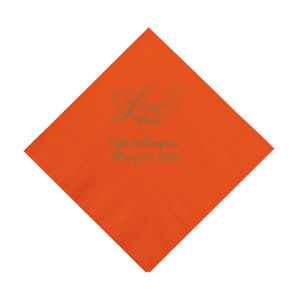 Orange Love Personalized Napkins with Gold Foil - Luncheon (50 Piece(s))