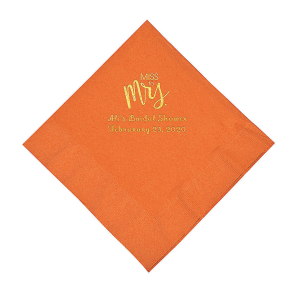 Pumpkin Spice Miss to Mrs. Personalized Napkins with Gold Foil - Luncheon (50 Piece(s))