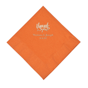 Pumpkin Spice Thank You Personalized Napkins with Silver Foil - Luncheon (50 Piece(s))