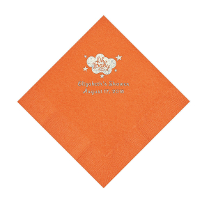 Pumpkin Orange Oh Baby Personalized Napkins with Silver Foil  Luncheon (50 Piece(s))