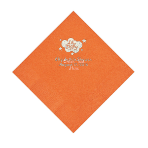 Pumpkin Orange Oh Baby Personalized Napkins with Silver Foil  Luncheon (50 Piece(s))