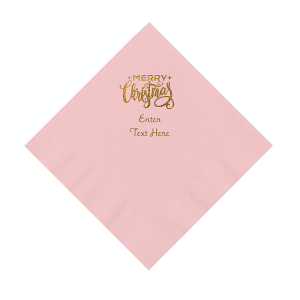 Light Pink Merry Christmas Personalized Napkins with Gold Foil  Luncheon (50 Piece(s))