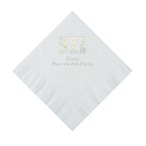 White New Year's Eve Personalized Napkins with Silver Foil - Luncheon (50 Piece(s))